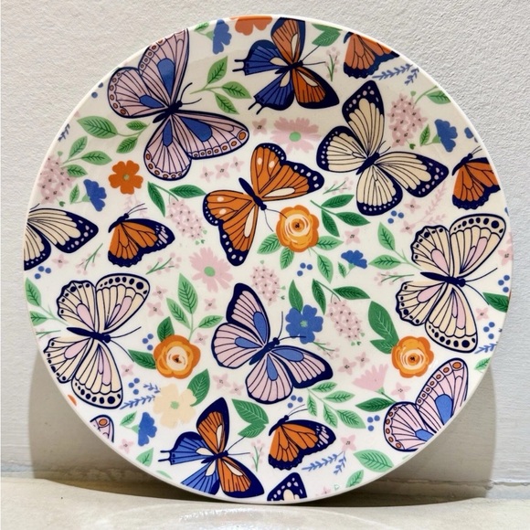 elum Other - Elum Home Set Of 4 Appetizer Plates 7.5” Butterfly Porcelain Home Decor Dining
